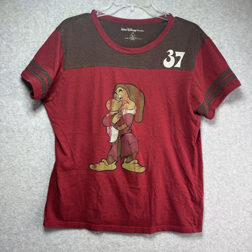 Walt Disney World 1937 Grumpy Ringer T Shirt Sz XL Snow White Seven Dwarfs Parks